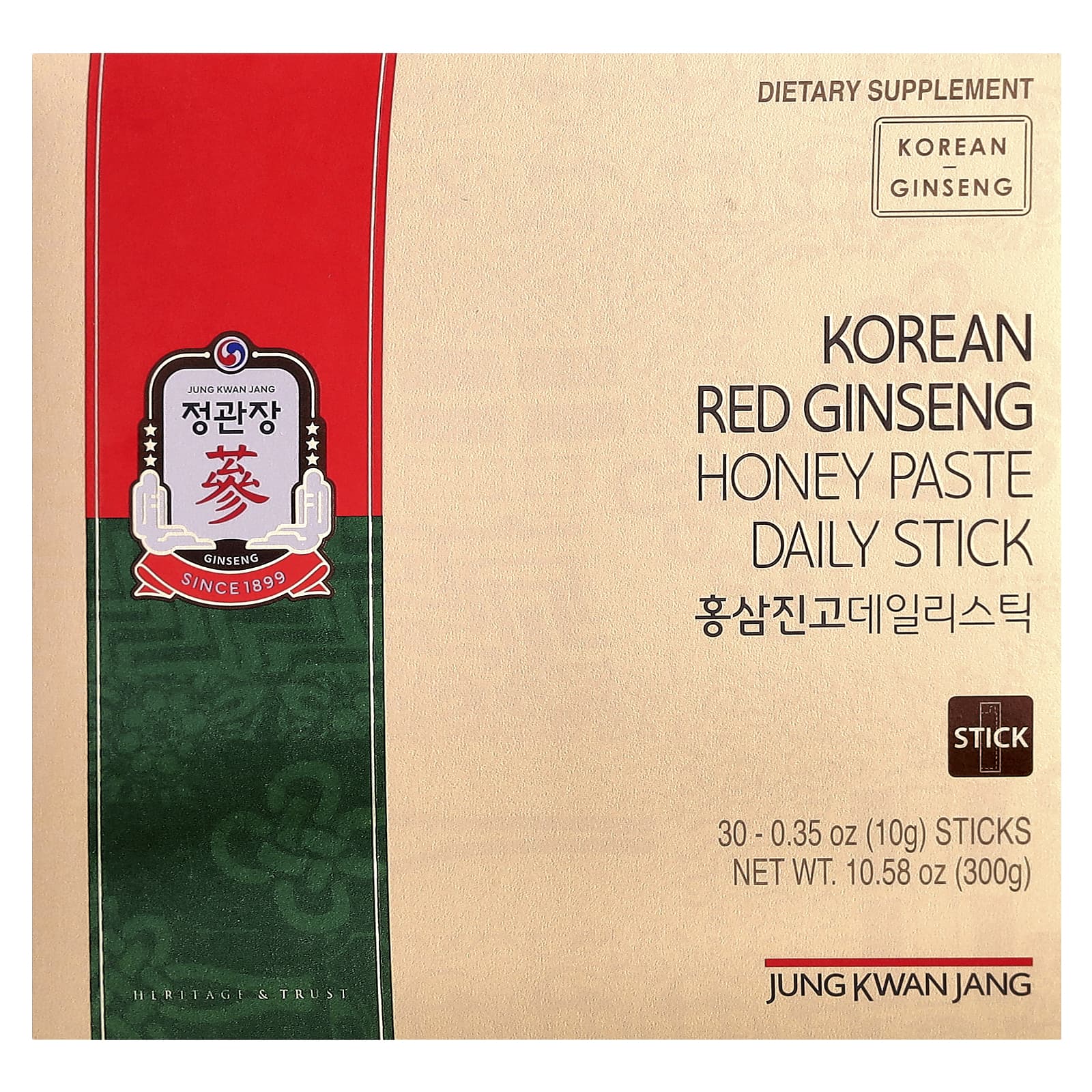 

Korean Red Ginseng Honey Paste Daily Stick, 30 Count, 10G (0.35Oz) Each