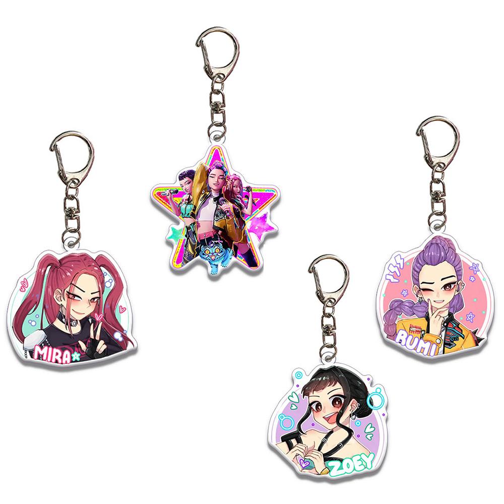 Kpop Demon Girls Huntrix Saja Boys Keychains for Accessories Bag Marcus Rumi Zoey Jinu Ramen Ramyeon Keyring Jewelry Fans Gift