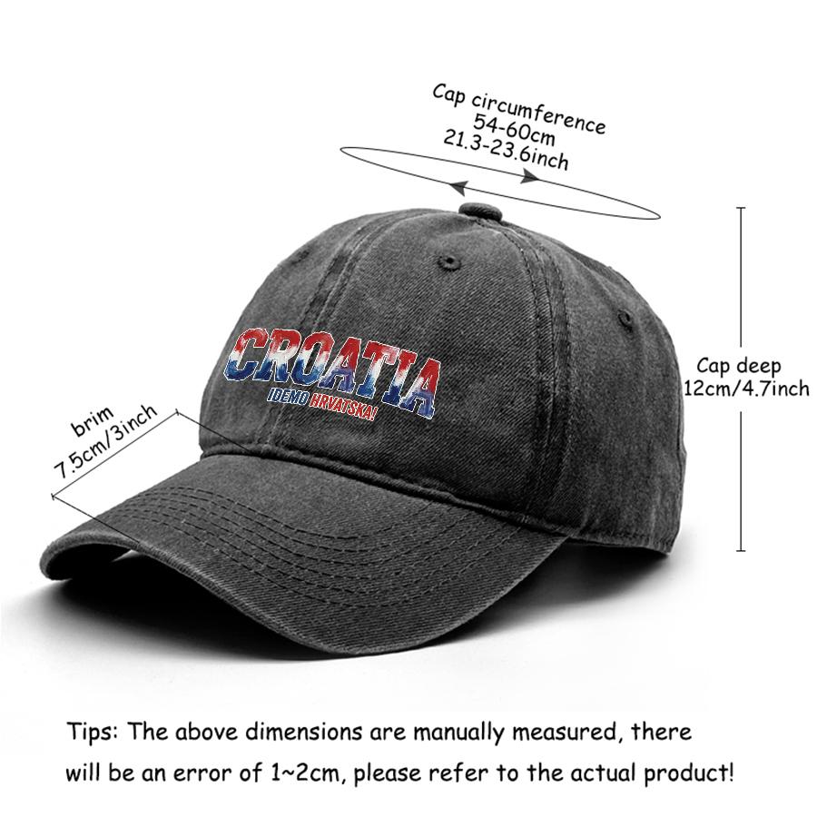 Snapback Baseball Cap With "CROATIA" "IDEMO HRVATSKA" Flag Printed , Adjustable Snapback Baseball Cap Retro All-season Hip Hop Leisure Dad Hat