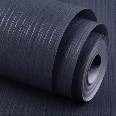 Papel de parede liso azul escuro cinza caramelo com textura de linho não tecido papéis de parede para parede de fundo de sala de estar quarto japonês decoração de casa