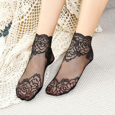 High Quality Fashion Vintag Cotton Women Lace Sock Transparent Summer Floral Lady Girl Thin Short Socks For Women