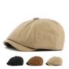 Unisex Ribbed Fabric Newsboy Cap - Casual Retro Flat Cap for Daily/Outdoor (3 Color Options)
