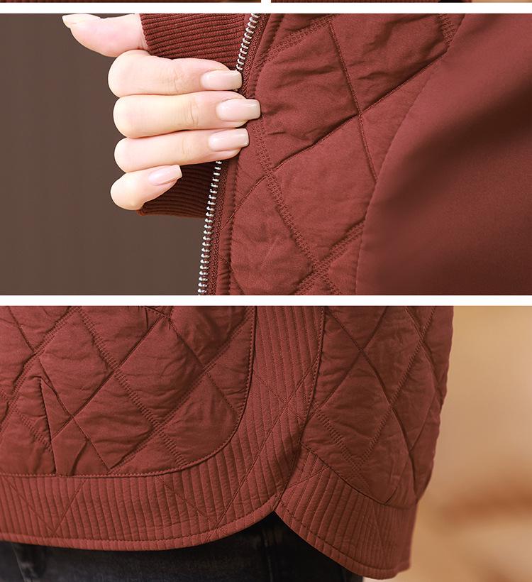 Women's 2024 Winter Casual Quilted Cotton Hooded Jacket, Loose Fit, Plus Size, Solid Color, Thick and Warm.