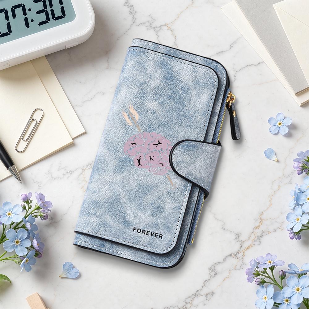 Creative Printed Long Wallet Fashion Casual Portable Multi Card Slot Daily Use Forever Leather Purse