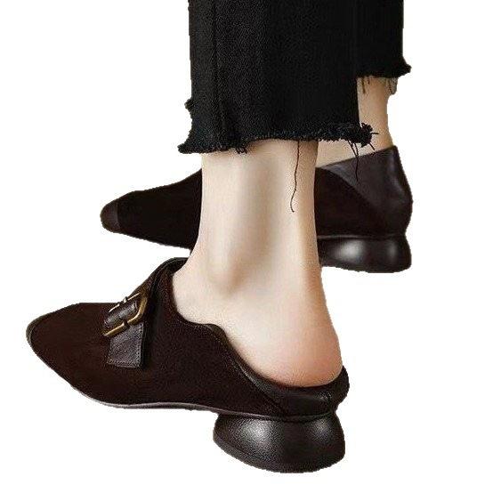 Versatile women's shoes square head shallow mouth Mary Jane single shoes 2025 matte new retro soft-soled leather shoes thick heel single shoes women