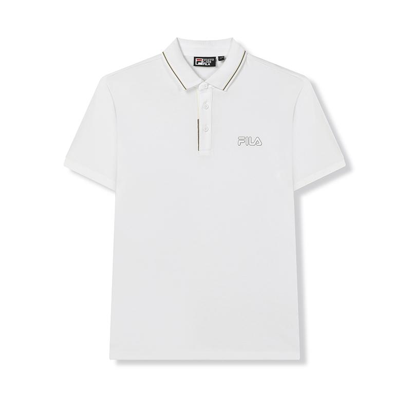 Fila Heritage Pompidou Center Collaboration Business Solid Color Commuter Short Sleeve Polo Shirt Men Tops White F11M438109FWT