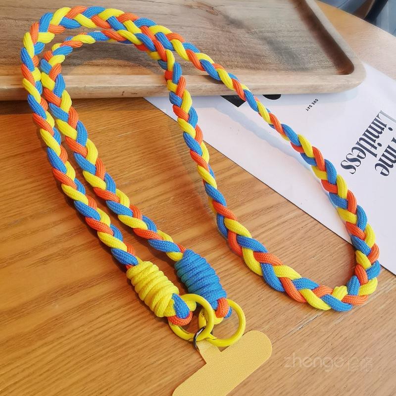 

Crossbody can carry three ponytail mobile phone lanyard women s ins anti-lost mobile phone case lanyard strong cartoon pendant [yellow, orange and blue]