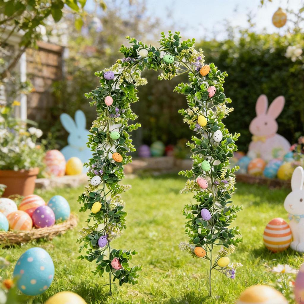 Easter Artificial Garland with Eggs 175cm Hanging Rustic Spring for Party Home