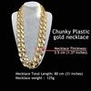 Thug Life Gold Chain Gold Oversized Gold Plastic Fake Gold Punk Punk Element Gold Necklace Hip Hop Costume Decoration Net Red Props Length [Lorigun]