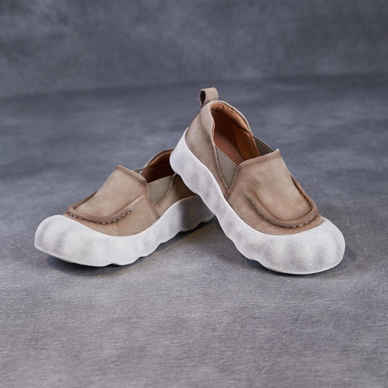 Fashion GKTINOO Spring 2025 Flat Shoes Women Soft Soled Loafers Ethnic Moccasins Natural Cow Genuine Leather Rubber Comfy Women Sneakers