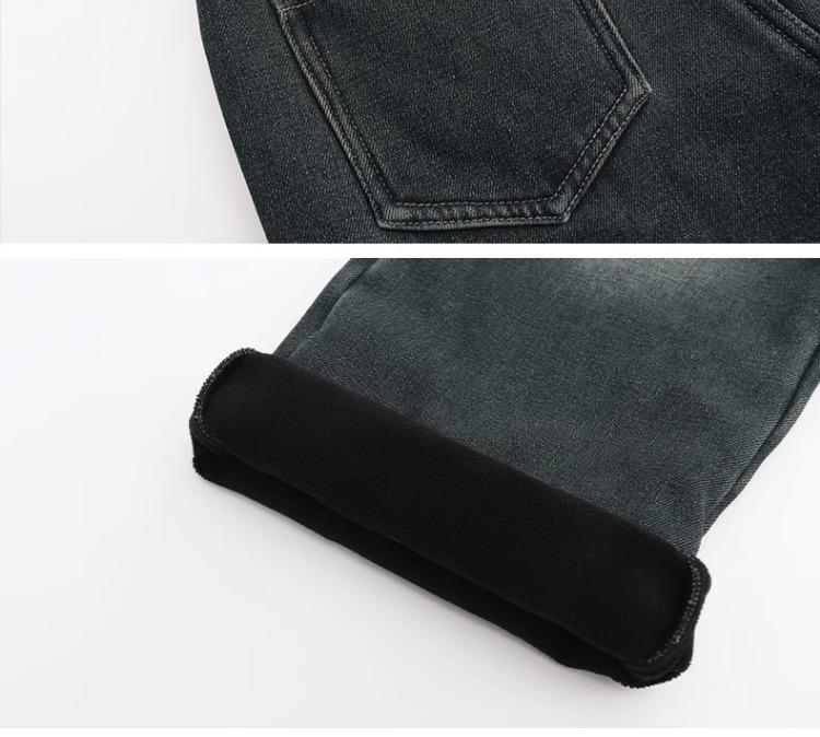 2025 Girls' Fleece-Lined Denim Two-Piece Set - Trendy Autumn/Winter Fashion for Middle and Big Kids