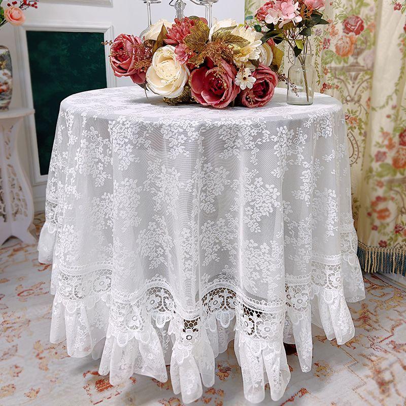 Față de Masă Elegantă Macrame cu Dantelă - Design Brodat Vintage, Husă Rectangulară Shabby Chic pentru Nuntă, Banchet și Cine Festive