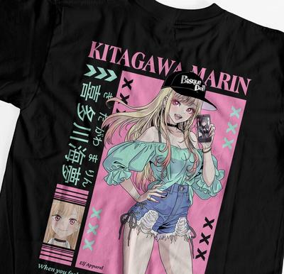 My Dress-Up Darling Marin Kitagawa Streetwear Selfie Graphic Oversized Black T-Shirt | Anime Fan Streetwear Merch