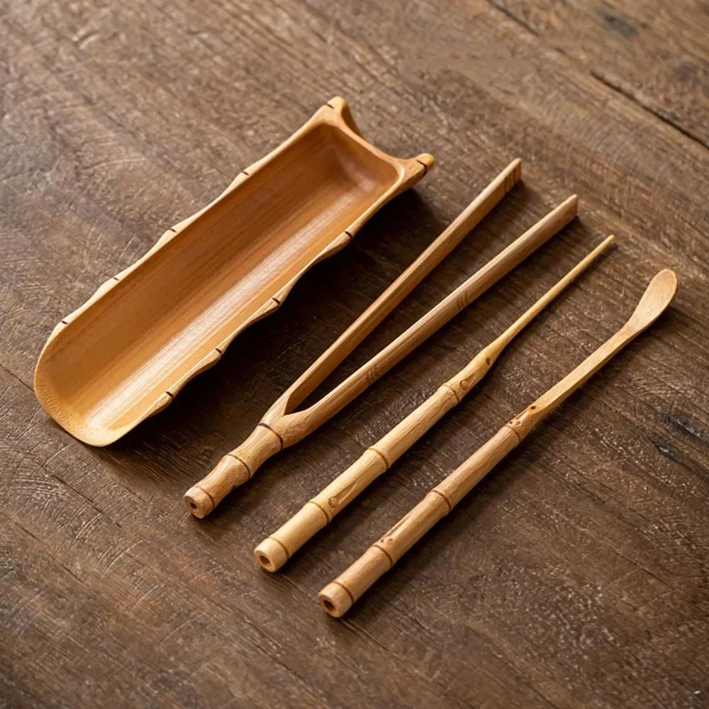 Natuurlijke Bamboe Theeschep Handgemaakte Koffietools Vintage Thee Accessoires Set Chahe Cha Ze Theenaald Hoge Kwaliteit Theeservies Set