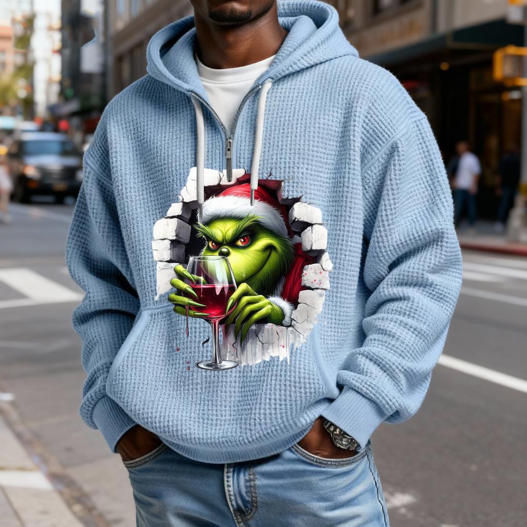 Mokaloha Men's Casual Solid Color  Zipper Long Sleeve Hooded Sweatshirt, Everyday Zipper Casual Long Sleeve T-Shirt