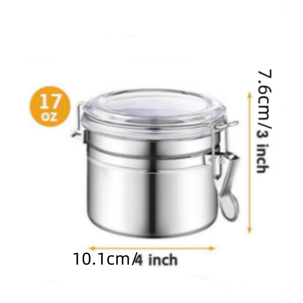 

1pc/4pcs Stainless Steel Airtight Food Storage Canister Set with Clear Lid, Containers Sets for Kitchen Counter for Sugar, Flour