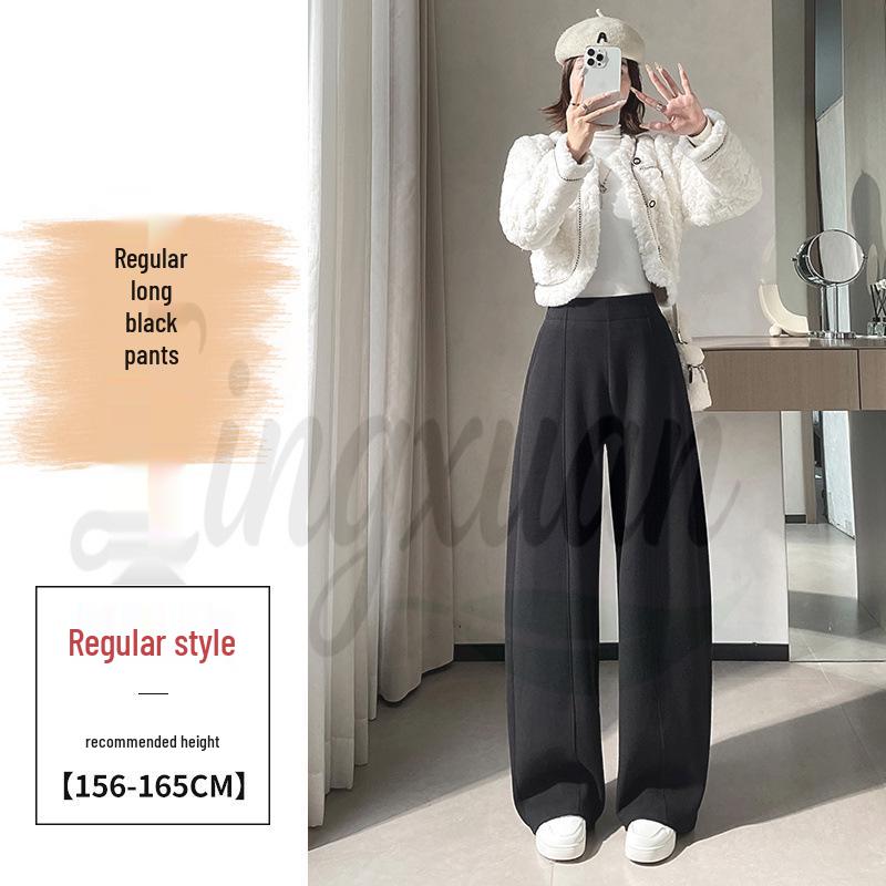 

Women s Cashmere Wide-Leg Velvet High-Waist Warm Winter Pants L