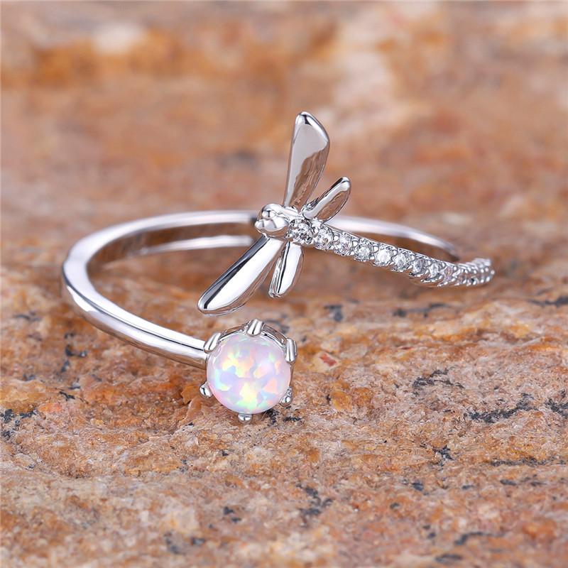 

Boho Female Small White Fire Opal Stone Engagement Ring Trendy Silver Color Bride Wedding Jewelry Gift For Women 7