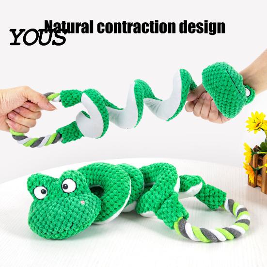 Interactive Squeaky Dog Toys Toy with Pull Rope, Plush Tug of War Toy, for Pets Spiral Animal Small Medium Large Dogs Biting Teeth Cleaning