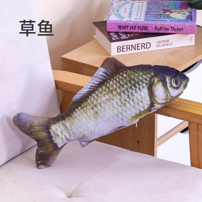 Catnip-Infused Plush Lifelike Fish Cat Toy 20CM Scratch Wear Resistant Self-Entertainment Boredom Relief Cat Pillow Teeth Chew