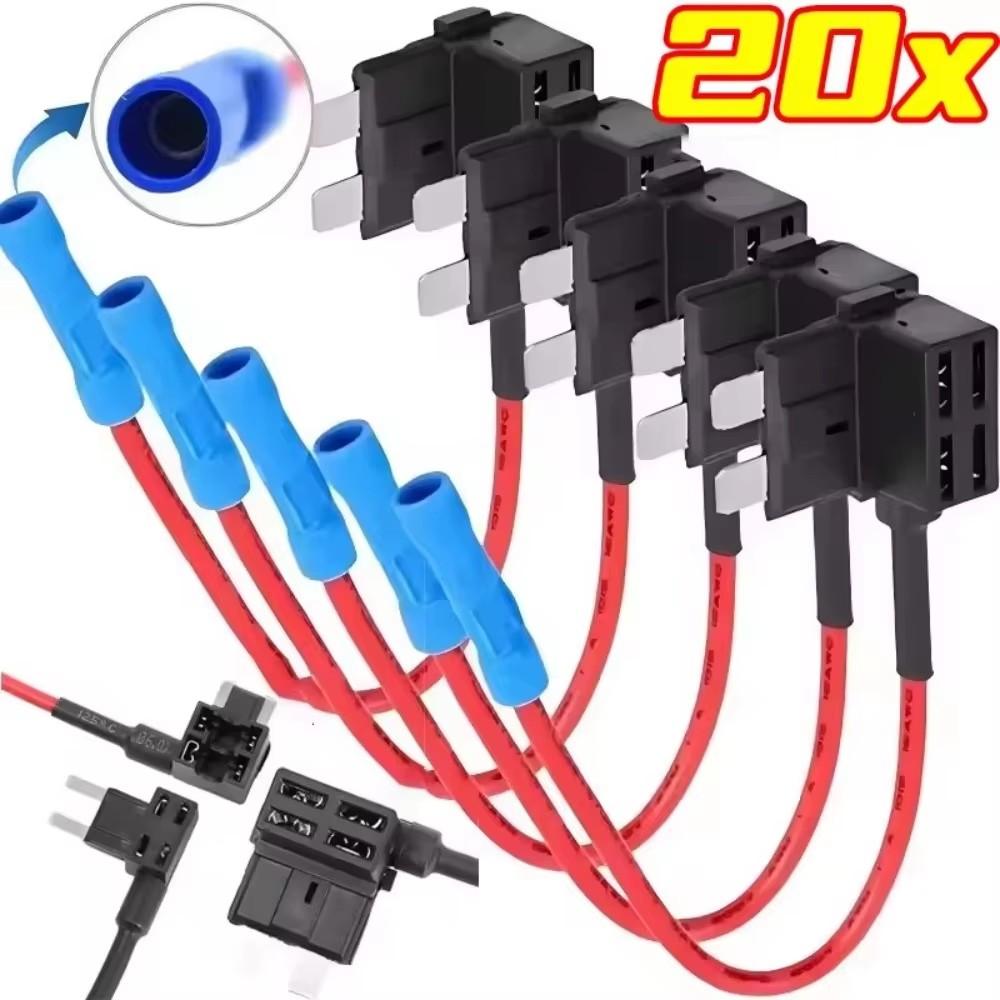 20/5pcs Car Fuse Holder Add-a-circuit MINI SMALL MEDIUM TAP Adapter Micro Mini Standard Blade Car Fuse with Holder Adapter 32V Fuse Holders1