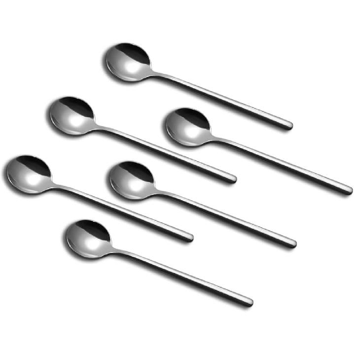 Espresso Spoons Set of 6,Mini Coffee Spoon 5.1 inch 18/10 Stainless Steel, Silver Demitasse Spoons set for Rest Coffee,Sugar,Tea,Ice Cream Spoons серебряный