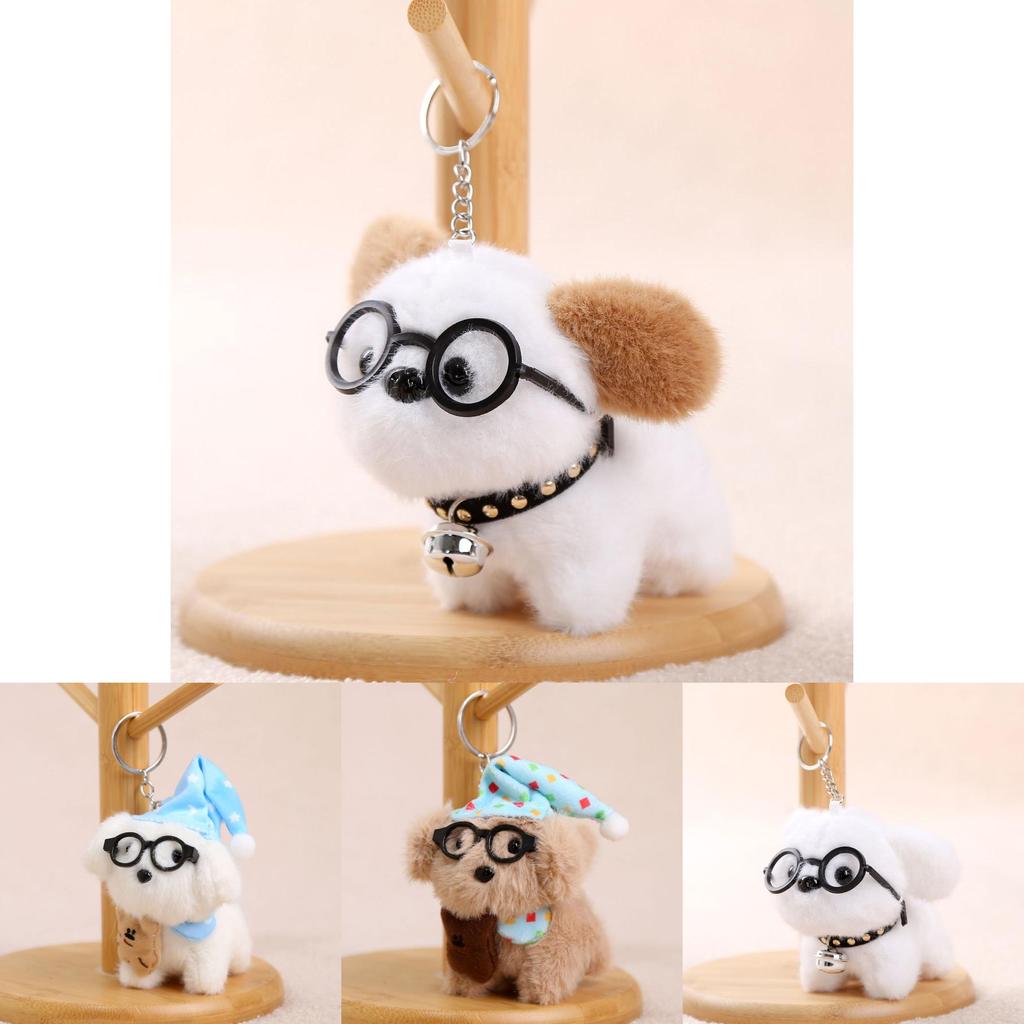 Plush Dog Keychain With Sleepy Glasses Soft Toy For Girls And Teens