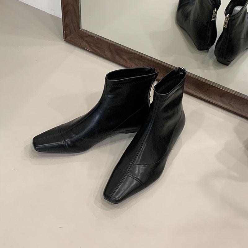 

Мода Мода Низкий каблук Женские ботильоны Женская повседневная обувь Зимняя осенняя женская обувь на молнии Ботинки 35 чёрный