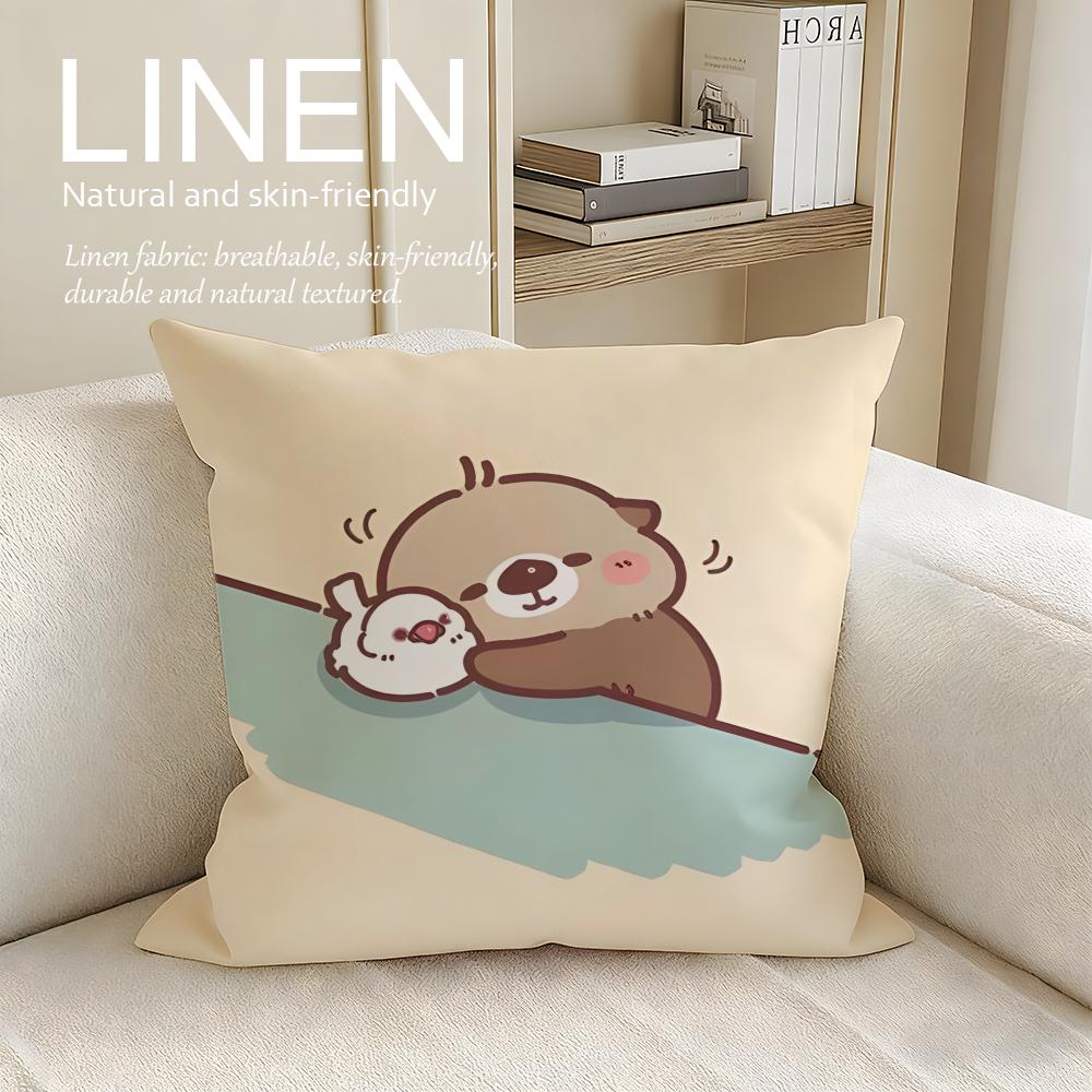 Cute Otter Moonlight Cushion Cover Pillowcase Set Pcs X X Breathable Washable Sofa Cushion Cover