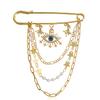 Vintage Diamond Eyes Devil's Eye Tassel Xiaoxiang Brooch Clothing, Pin Accessories