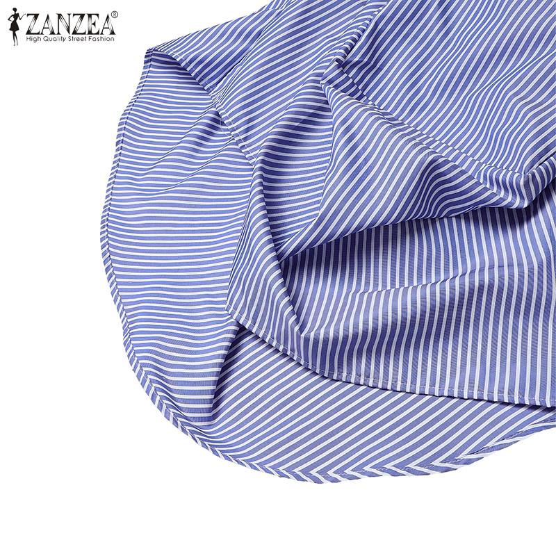 ZANZEA Dame Casual Elastisk Midje Løse Capri Bukser med Stripetrykk