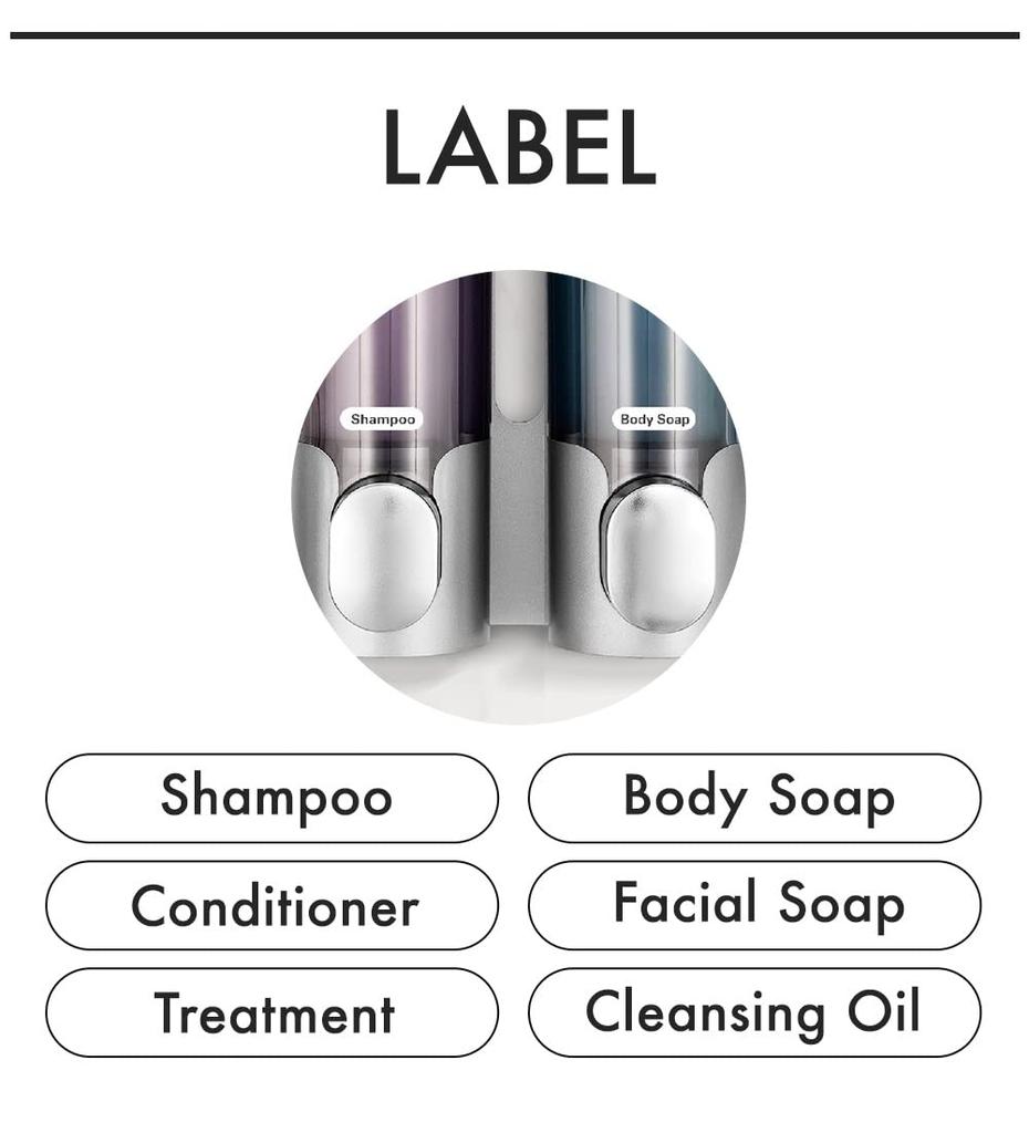 Einheiten PREMM Shampoo Shampoo-Flasche Triple 340ml x [Über 100.000 versendet] Spender, Magnetisch, Wandmontage (Schwarz, 3)