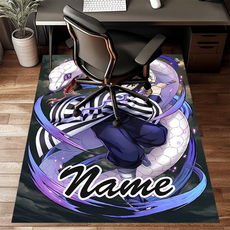 Custom Demon Slayer Mat Personalized Name, Polyester Washable Indoor Entryway Rug, Gift for Christmas, Easter, Thanksgiving Day