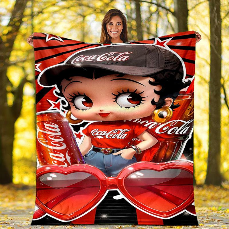 Christmas Gift Halloween Themed Cola Beverage Coca Cola Blanket Soft Home Furnishing Nap Decoration Four Seasons Warm Sherpa Blanket U24