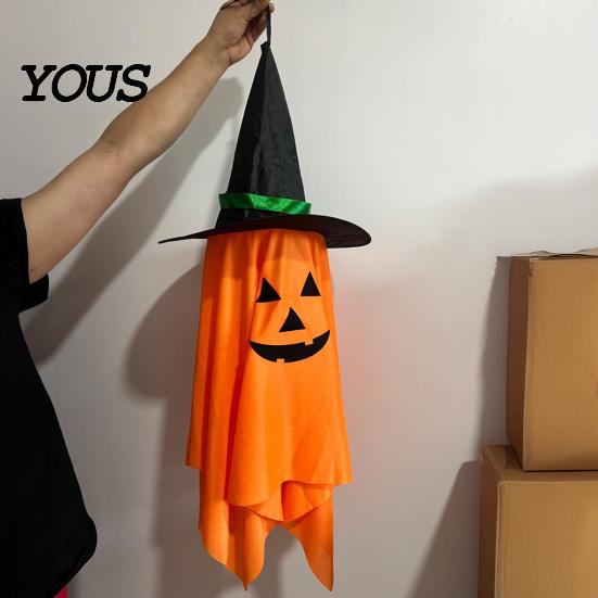 Festive Holiday Decorations for Party Cute Halloween Hanging Decor, Pumpkin Ghost Pendant with Durable Fabric Decor Wizard Hat, Spooky Witch Ornament