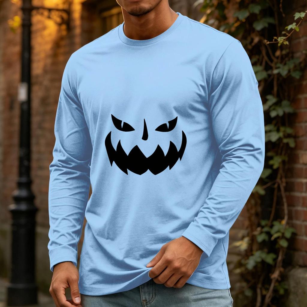 Men's Halloween Long Sleeve Neck Casual Top for Party