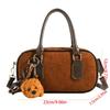 Ins PU Leather Suede Bowling Bag Handbag Korean Style Small Square Bag Large Capacity Solid Color Shoulder Bag Streetwear