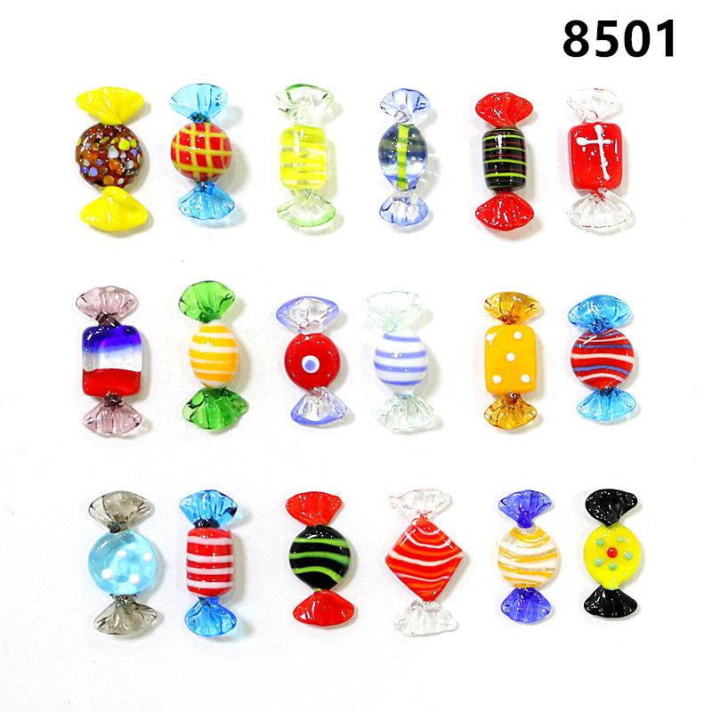 18pcs Vintage Creative Murano Style Tiny Glass Sweets Candy Craft Ornaments For Home Party Wedding Christmas Festival Decor Gift