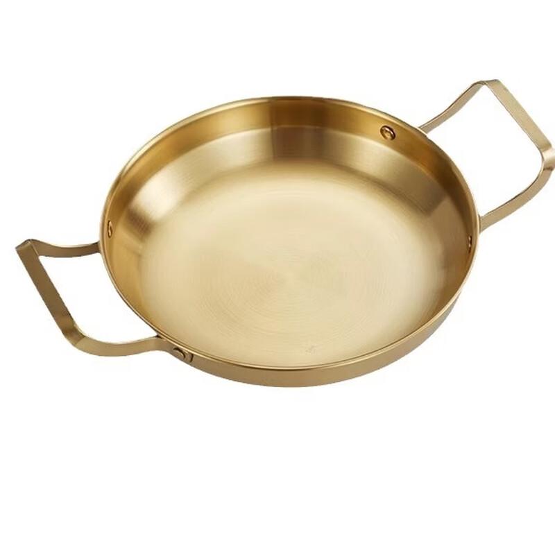ZISIZ Gold Stainless Steel Divided Dry Pot Serving Platter