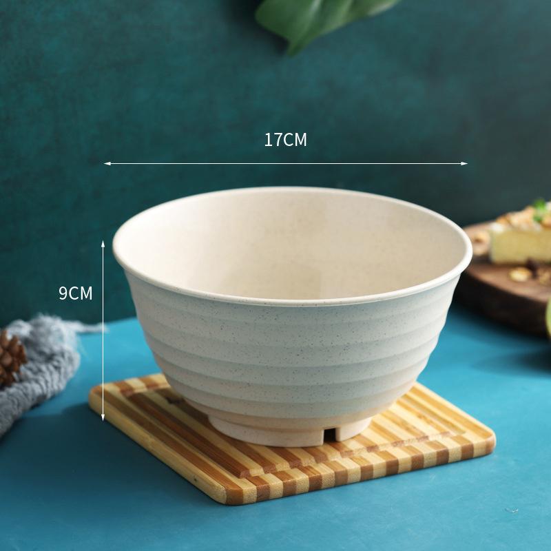 Nordic Colored Wheat Straw Bowls Circular Shatter Resistant Plastic Tableware Bowls For Household Use