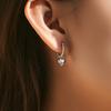 S925 Sterling Silver Beaded Hoop Earrings with Heart Dangle Zircon Heart Drop Earrings for Women Fashion Jewelry