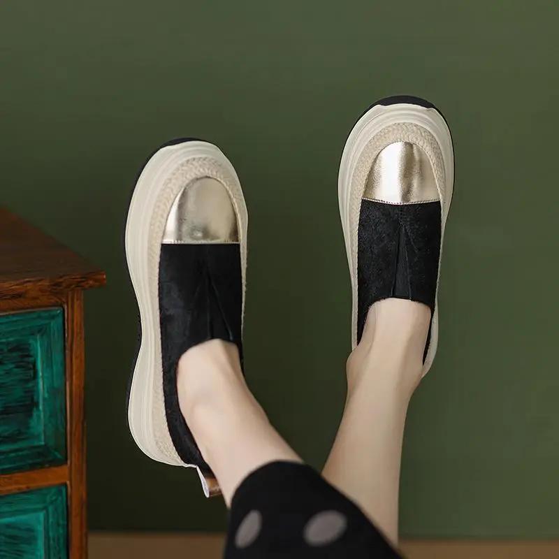 

Fashion Round Toe High on Platform Women s Shoes Daily Routine Walking Fashion 2025 Cheap Vulcanized Shoe New In Ladies Footwear Sale 40