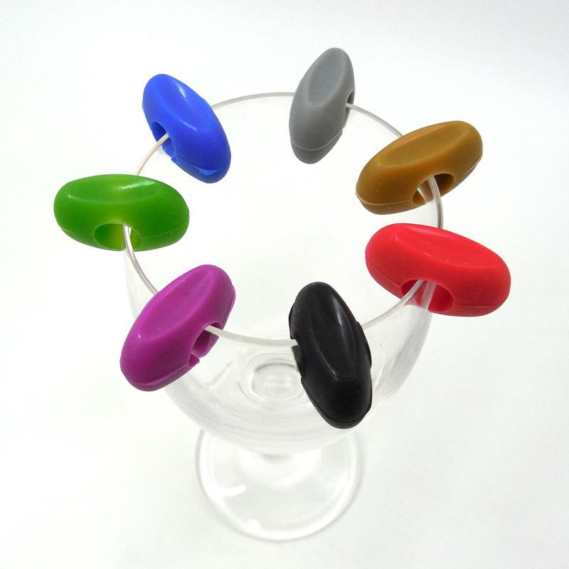 Creative Oval Silicone Wine Glass Marker & Identifier - Red Suction Cup Tag 4 colors