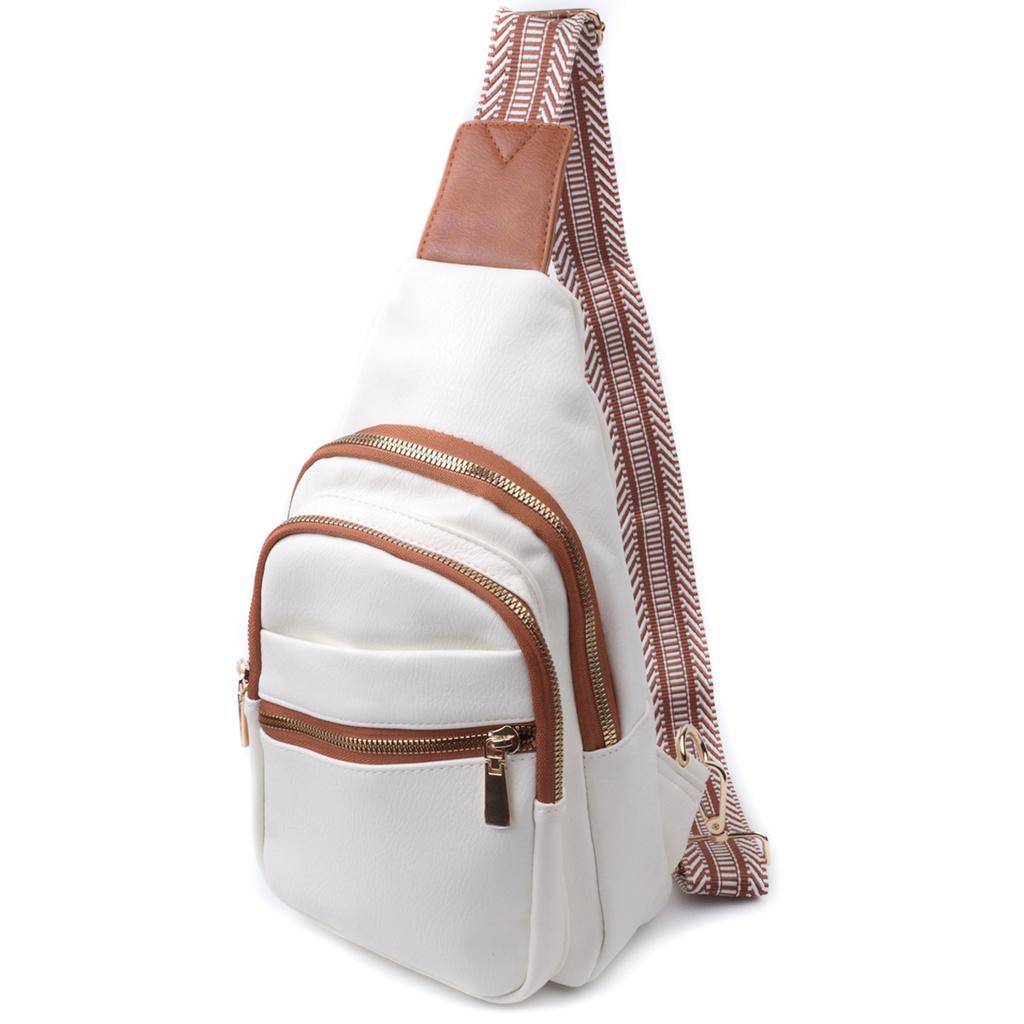 Stilvolle Damen-Umhängetasche mit einem Riemen aus Ökoleder VINTAGE Bag 22757 Weiß