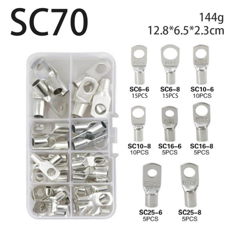 Copper Tube Terminals Set: 80-SC Series, 160-Piece Peep Hole SC6-25 Boxed