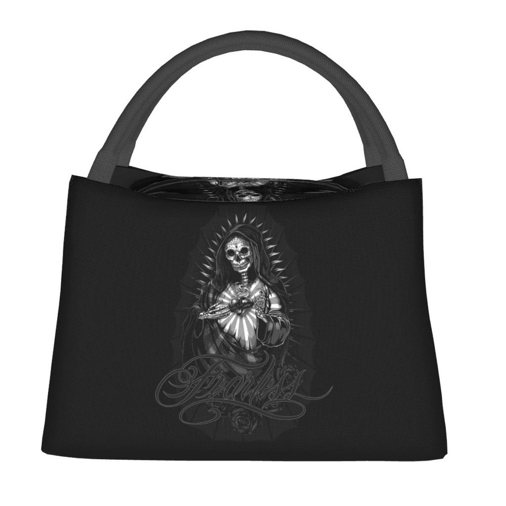 Santa Muerte Spanish Holy Death 4 Insulated Lunch Bag for Women Kids Portable Food Boxes Thermal Lunch Box Tote