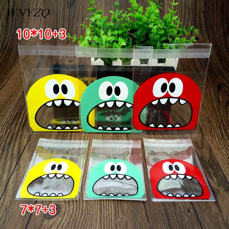 100Pcs/Pack Mini Transparent Plastic Bag OPP Self Adhesive Pouch for Birthday Party Candy Packaging Bag Candy Cookie Gift Bag