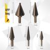 5-Piece Imperial Size HSS Step Drill Bit Set with Black & Gold Triangle Shank In Aluminum Box