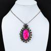 Pink Dendrite Opal Gemstone Pure Copper Wire Wrapped Handmade Pendant Jewelry