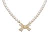 Trend Elegant Jewelry Wedding White Oil Bow Pendant Necklace For Women White Imitation Pearl Choker Necklace N0430